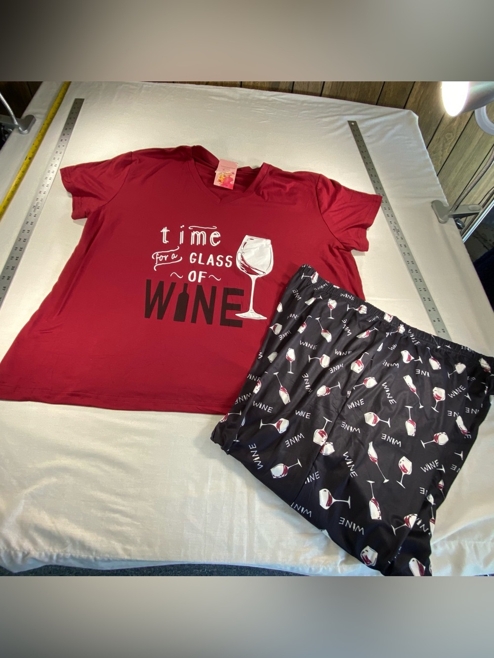 NWT Women’s XXL Time for Wine Sleepwear pajamas lounge shirt Capri set